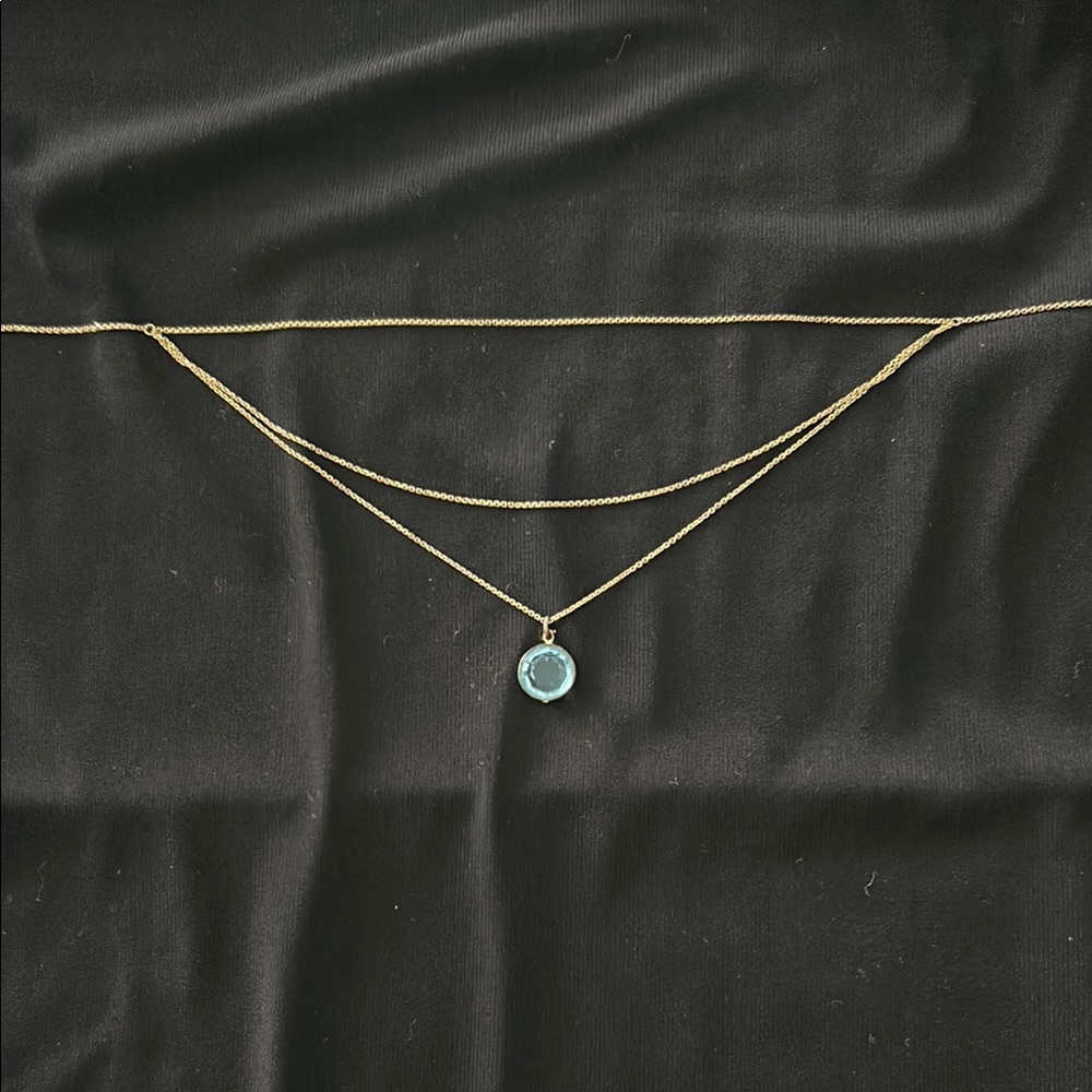 14k GOLD. Made in Italy. 3 Tier strand 14k Gold Necklace. Aqua Charm excluded - Picture 4 of 9